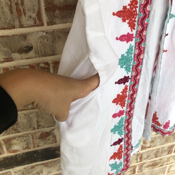 Johnny Was Embroidered Sleeveless Pocket Kimono L - Picture 11 of 16